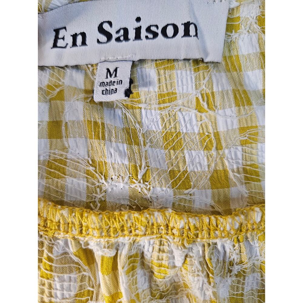 En Saison Embroidered Kanika Mini Dress Sz M Yellow White Daisy Floral - Picture 8 of 9